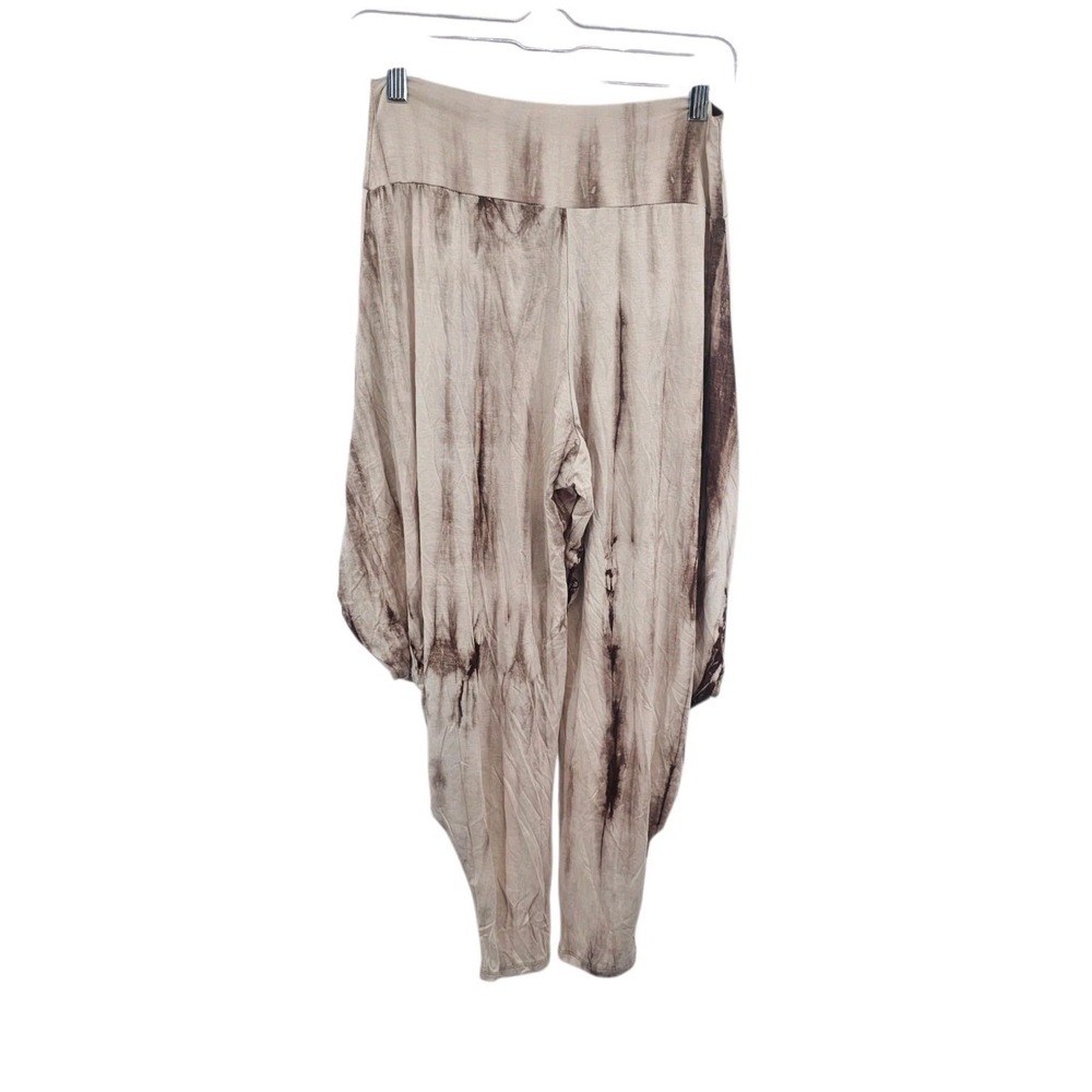 Kooniez Boho Tie Dye Harem Pants XL‎ - Brown & Tan Drop Crotch Genie Pants - USA
